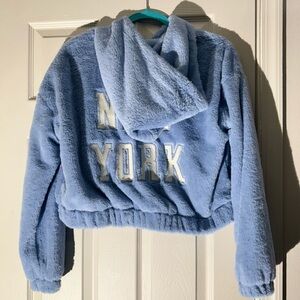 Kids Cozy Blue Fleece Jacket with Hood